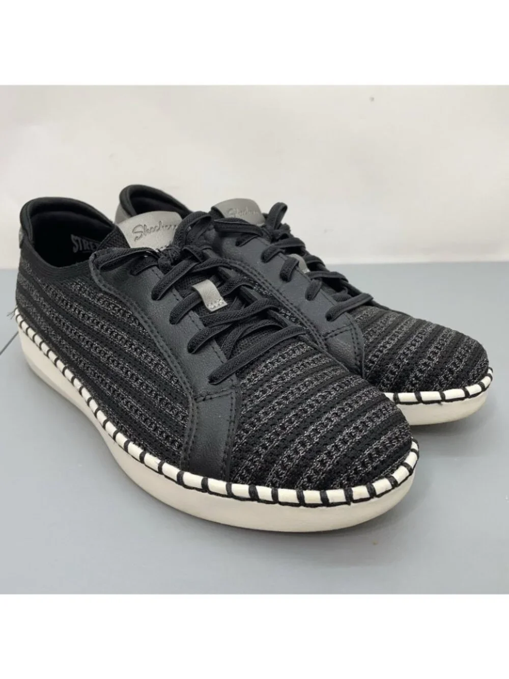 Skechers Sepulveda 2.0 Radiant Walk Sneakers Shoes Slip On Silver Black Women 10